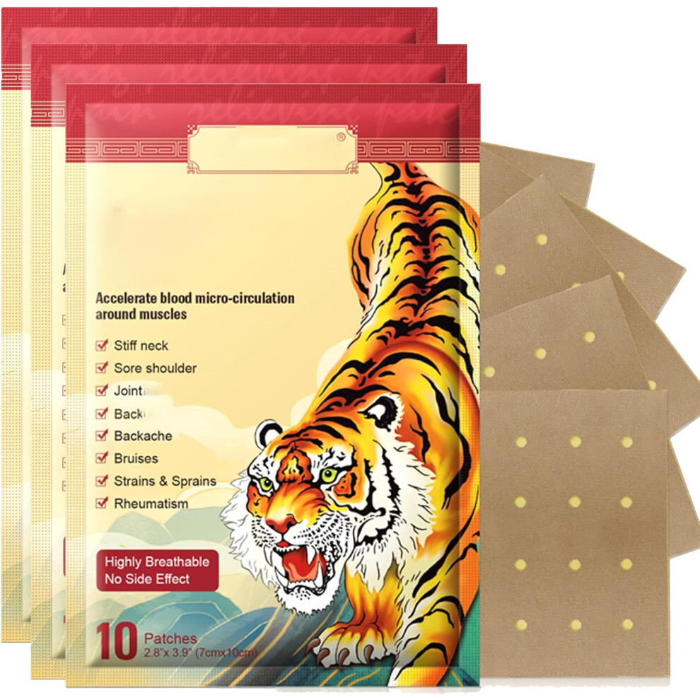 Gogerstar 30Pcs Tiger Patch,Joint Relieving Patches For Men,Soothing Relieving Patches For Body,Knee & Shoulder & Arm,Natural Herbal Heat Patches For Muscle