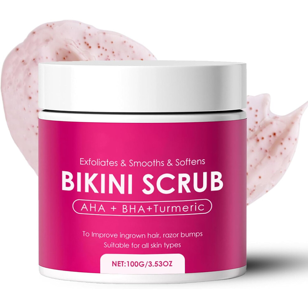 Gogerstar Bikini Area Body Scrub With 10% Aha Bha & Turmeric, Natural Exfoliating Body Scrub, Ingrown Hair Treatment & Razor Bumps For Bikini Line