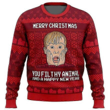 (XL,4)Autumn and Winter Merry Christmas Home Alone Ugly Christmas Sweater Cartoon Anime Women Men Pullover Tops Hoodie Sweatshirt