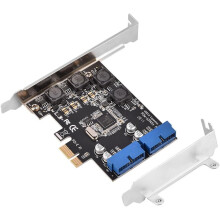 PCI-E Card Adapter,PCI-E PCI-Express to Internal 2 Port 19Pin Header USB 3.0 Card Adapter with Low Profile