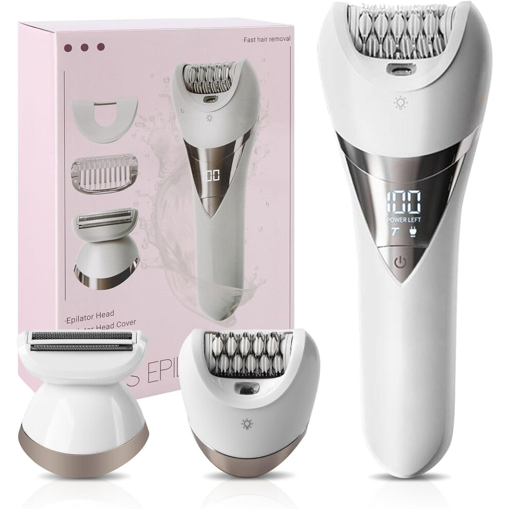 Gogerstar Electric Women's Epilator,Cordless Epilators Hair Removal,Women Shaver For Leg,Armpit,Arm Trimmer,Shave& Epilate,Wide Head For Fast Epilation