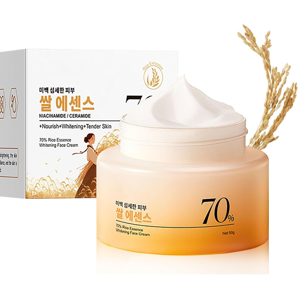 Gogerstar Cream Rice Face Korean Moisturiser With Rice Extract&Niacinamide, Face For Radiant, Smooth&Even Skin Tone,Non-Greasy Nourishing Face