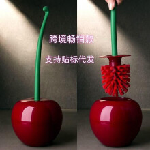 (red) Cherry Toilet Brush with Long Handle and Soft Bristles, Creative Plastic Cleaning Brush Set for Home Bathroom