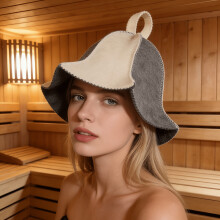 (1pcs) The Design of The Gray And White Two-Tone Sauna Hat Made of Wool Felt Adds Elegance And Dignity to The Wearer. It