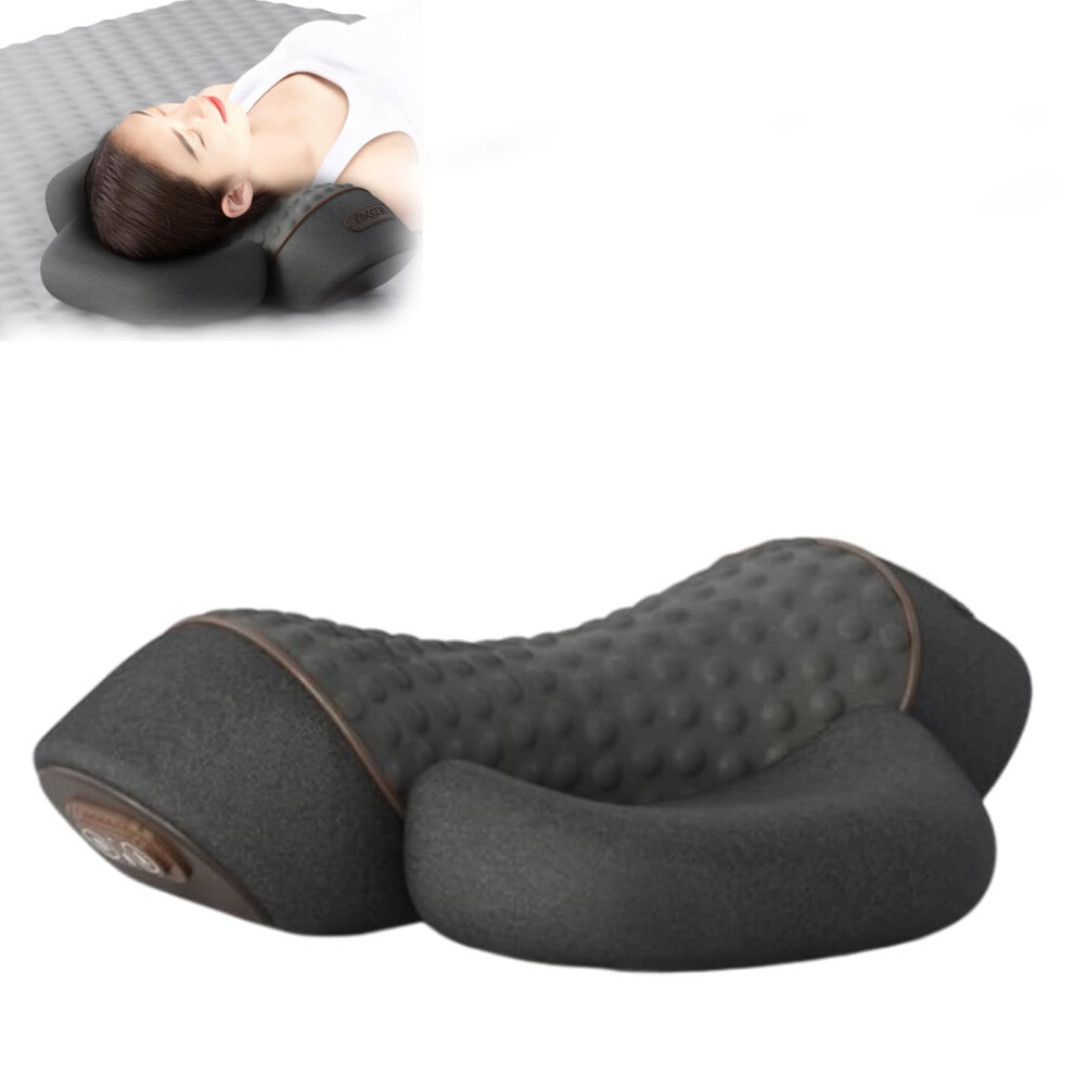 Dark/Gray 3 In 1 Neck And Shoulder Massager Pillow With Heat Therapy And Memory Foam In