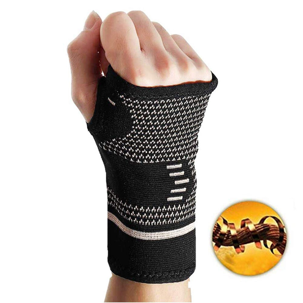 Copper Infused Wrist Compression Sleeve and Support Brace for Carpal Tunnel Pain Relief, Sports, Typing