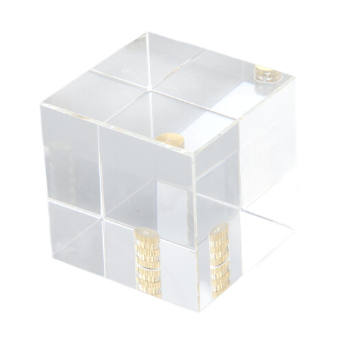 50mm Glass Prism Cube Transparent, 1/4in Thread
