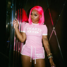 (Peacock Blue, S) FC1319 Kardashian Style Retro Pink Crop Top and Shorts Set Women's Sexy Tight Outfit Casual Two Piece