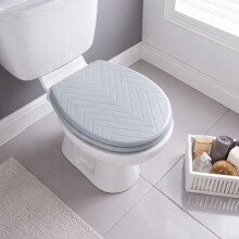 18'' MDF Embossed Skandi Chevron Toilet Seat Grey