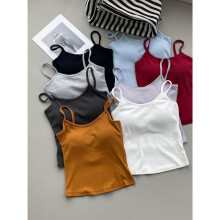 (charcoal ash, one size) Women's Padded Camisole Top, Stretchy Slimming Cami with Built-in Bra, Pure Desire Style Spring Summer Basic