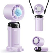 (Purple) Portable Turbo Fan – AI Cooling Chip – 21000 RPM – 199 Speeds – 14H Battery – 3-in-1 Handheld/Desktop/Neck Fan – Great Gift