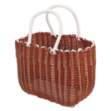 Woven Storage Basket with Handle for Bathroom and Kitchen Organization, Handwoven Durable Design