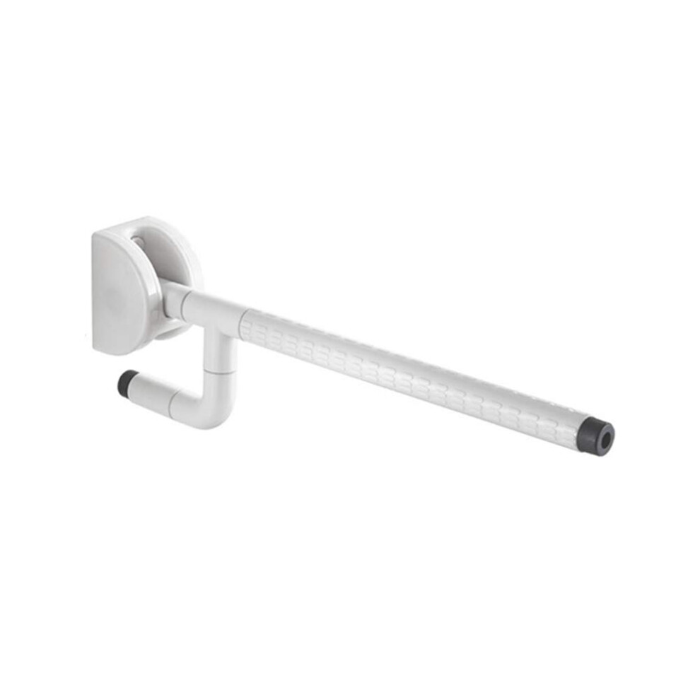 White Foldable Stainless Steel Bathroom Grab Bar With Antislip Grip, Wall Mounted Toilet Safety Handrail For Elderly