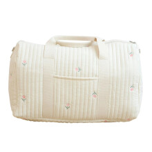 Floral Cotton Travel Duffel Bag for Women, Lightweight Quilted Weekender with Large Capacity and Zipper Pocket