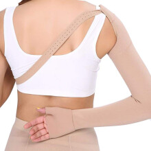 3040mmHg Lymphedema Compression Sleeve with Glove Gauntlet, RightHand Large Post Mastectomy Support