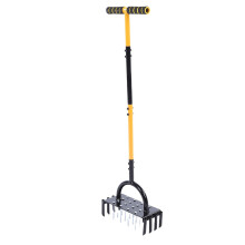 Manual Lawn Aerator with Spike and Core, Heavy Duty Carbon Steel Dual Function Garden Soil Tool with Ergonomic T Handle