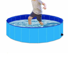 Foldable PVC Dog Pool 120x30cm Blue NonSlip Pet Bath Tub for Dogs and Kids Outdoor