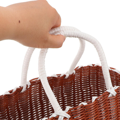Woven Storage Basket with Handle for Bathroom and Kitchen Organization, Handwoven Durable Design 2