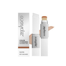 Zephoco Deep Skin Tone Two-In-One Color-Changing Foundation Stick, Lightweight, Moisturizing, Natural Fit, Non-Cakey, Thin And Translucent Foundation