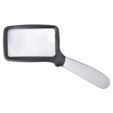 2X LED Magnifying Glass with Large Rectangular Lens, Bright Illumination, Foldable Handle for Reading Seniors
