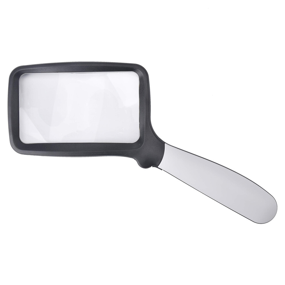 2X LED Magnifying Glass with Large Rectangular Lens, Bright Illumination, Foldable Handle for Reading Seniors