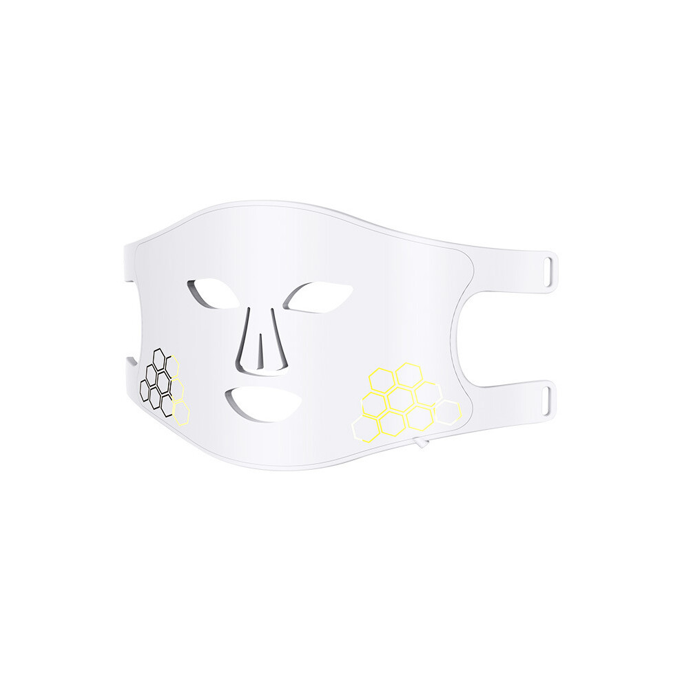 (M01 Infrared Face Mask - White) Red light beauty mask & LED neck massager. Photon skin rejuvenation for home use. Silicone mask. Therapeutic glow.