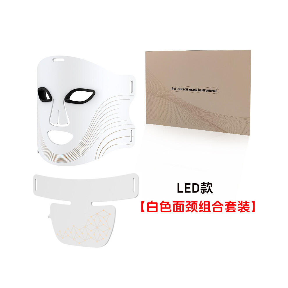 (M08+M05-LED (White)) Red light silicone beauty device, facial care mask, 7-color light therapy home use acne treatment and skin rejuvenation mask.