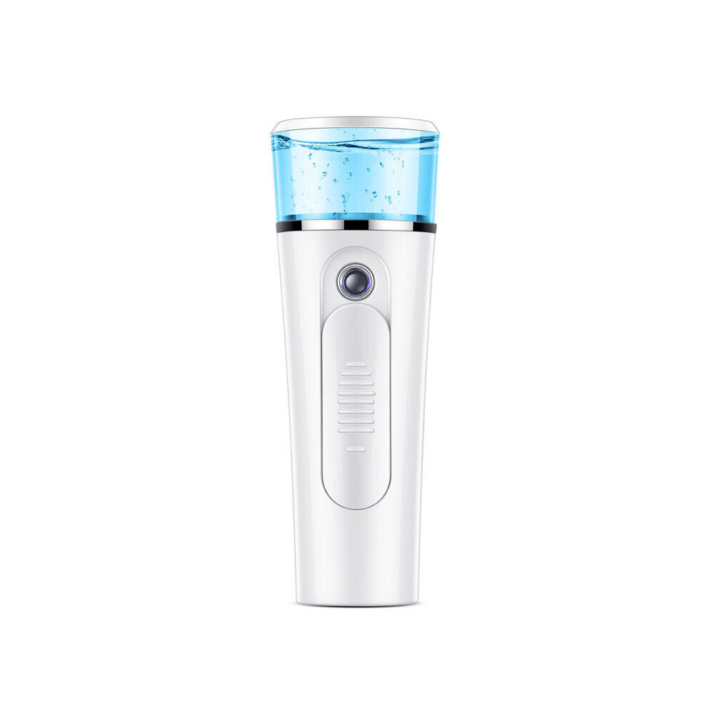 (701-B, Flathead White, English version) Portable handheld facial humidifier with alcohol misting and disinfection function.