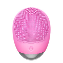 (pink, Rechargeable) Beauty device: Pore cleansing device, electric silicone facial cleanser, new model, ultrasonic electronic massager