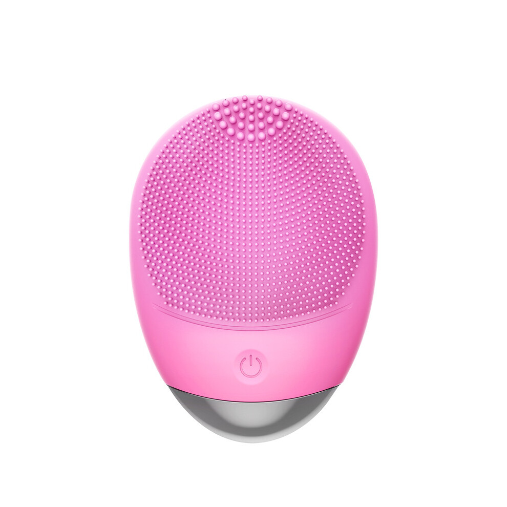 Pink (, Rechargeable) Beauty Device: Pore Cleansing Device, Electric Silicone Facial Cleanser, New Model, Ultrasonic Electronic Massager