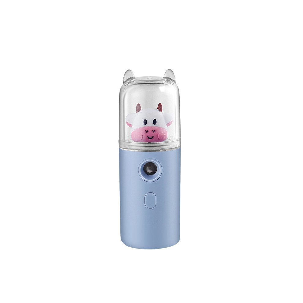 Blue (Cute Cow Hydration Device [Blue]) New Cartoon Pet Moisturizer, Alcohol Disinfectant Sprayer, Handheld Rechargeable Mini Humidifier