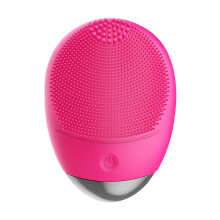 (Rose red, Rechargeable) Beauty device: Pore cleansing device, electric silicone facial cleanser, new model, ultrasonic electronic massager