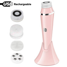 (White, set) Spazzola elettrica per la pulizia del viso con funzione massaggiante rotante per pulire i pori e rimuovere le imperfezioni.