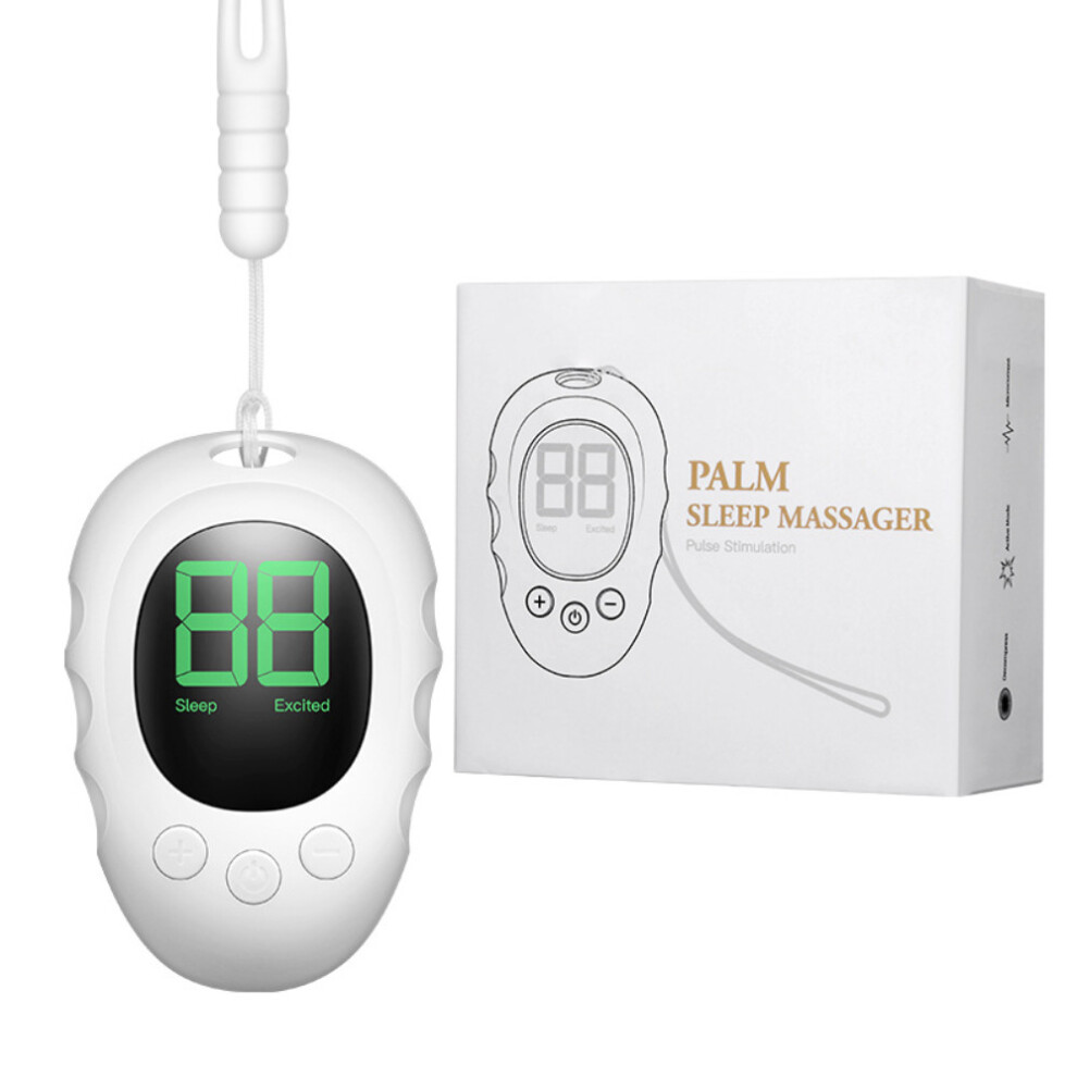 (White) Handheld pulse sleep aid, microcurrent hand soother, rechargeable, adjustable settings â bestselling model.