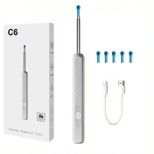 (C6 White) High-definition visual ear pick with built-in phone light-up ear cleaning tool, ear cleaning marvel.