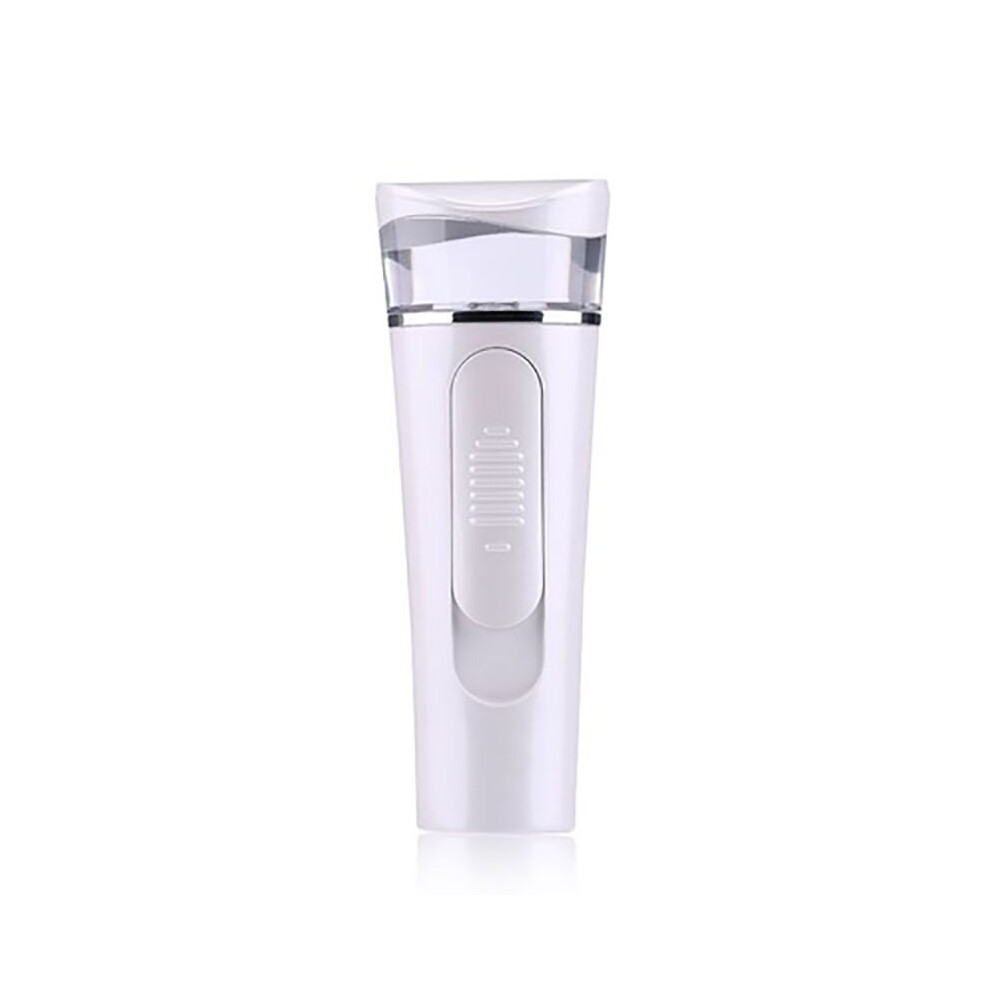 (701-S, white wavy hair, English version) Portable handheld facial humidifier with alcohol misting and disinfection function.