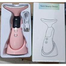 (pink) Seven-color light neck massager, home beauty device with infusion screen, facial and neck massager, hot compress neck wrinkle massager.