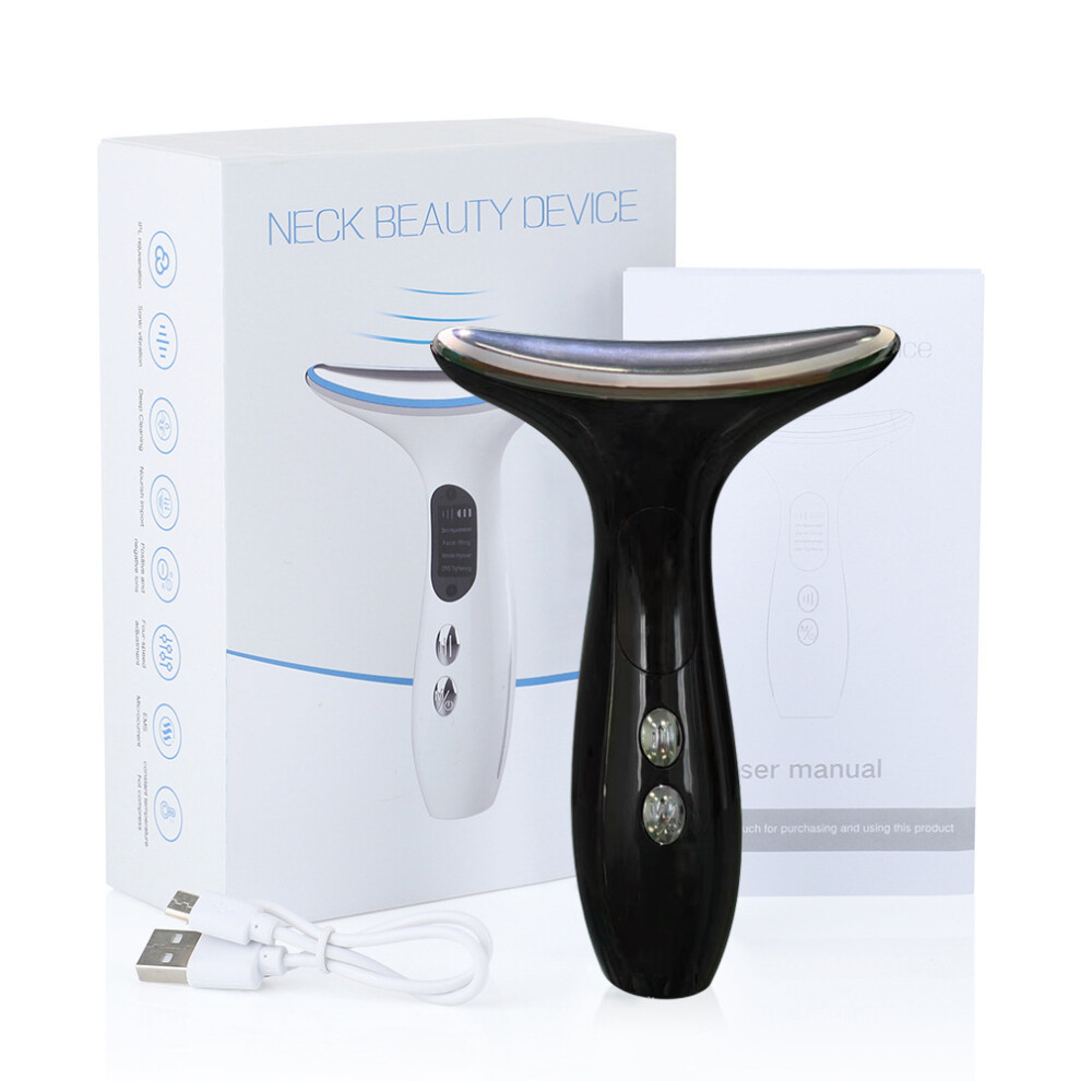 Black/Light () Color Massager, Vibrating Neck Massager, Rechargeable Neck Beauty Device, Neck Wrinkle Device, Neck Beauty Tool