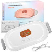 (White) Masajeador lumbar y abdominal inalámbrico con calor. Compresa caliente, soporte eléctrico. Alivia el dolor de espalda y los calambres.