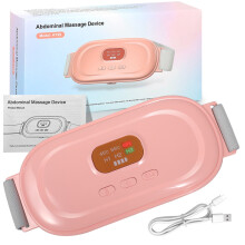 (pink) Masajeador lumbar y abdominal inalámbrico con calor. Compresa caliente, soporte eléctrico. Alivia el dolor de espalda y los calambres.