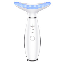 (White neck support) Neck massager & skin rejuvenator: lifts, reduces wrinkles, protects. Popular neck care device.