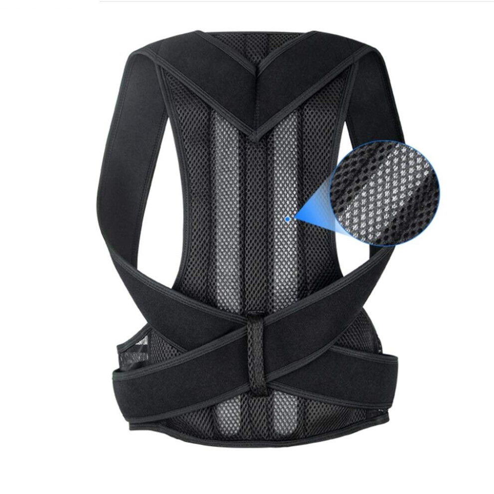 Black Adjustable Back Posture Corrector For Men And Women, Ergonomic Back Support Brace For Upper And Lower Back Pain Relief