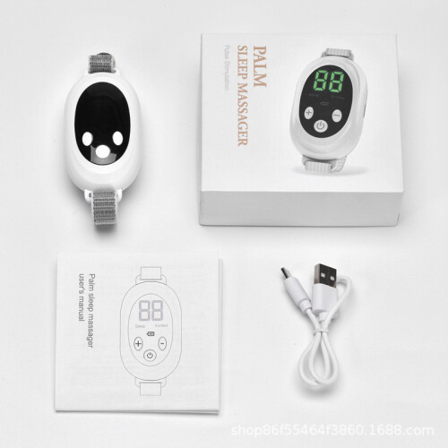 (White) Handheld pulse sleep aid, microcurrent hand device, rechargeable, adjustable settings – bestseller 1