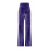 Womens Wide Leg Velure Pants Solid Color Elastic-Dark Blue M 3