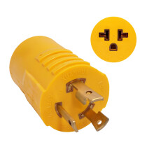 Generator Adapter Plug NEMA L530P to 515R ETL Listed 30 Amp to 15 Amp RV Power Converter with Secure Locking Connection