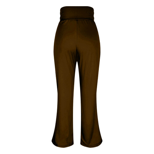 Women's fleece flared pants with pockets,-Dark Grey S 2