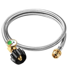 4FT Propane Adapter Hose with Regulator and Gauge, 1lb to 20lb Propane Tank Hose for Grill Heater Camping Stove