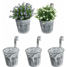 Decorative Metal Planters, Vintage Hanging Planter Pots Fit For Indoor Outdoor Wall Mounted, Enhance Your Space With Rustproof Metal Flower