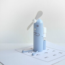 Kreativer Handyhalter mit Cartoon-Sprühfunktion, Mini-Ventilator, tragbarer USB-Ventilator (Blau) HY