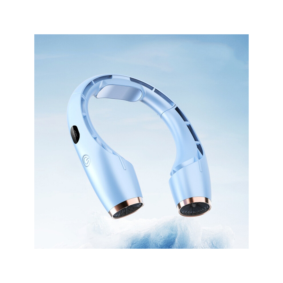Usb Charging Big Wind Cooling Leafless Hanging Neck Fan(Blue)Hy Blue 6485316820278